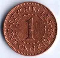 Монета 1 цент. 1948 год, Сейшельские острова.