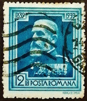 Почтовая марка (10 l.). "100 лет со дня рождения короля Карола I". 1939 год, Румыния.