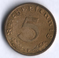 Монета 5 рейхспфеннигов. 1939 год (F), Третий Рейх.