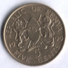 Монета 5 центов. 1990 год, Кения.