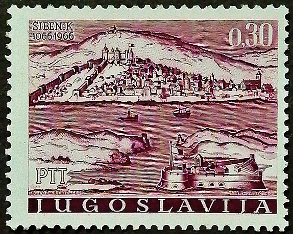 Марка почтовая. "900-летие города Шибеник". 1966 год, Югославия.