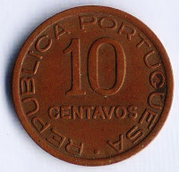 Монета 10 сентаво. 1942 год, Мозамбик (колония Португалии).