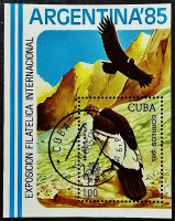 Мини-блок. "Международная филателистическая выставка, Argentina`85". 1985 год, Куба. Мини-блок. "Международная филателистическая выставка, Argentina`85". 1985 год, Куба.