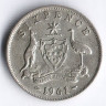 Монета 6 пенсов. 1961(m) год, Австралия.