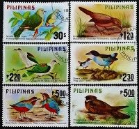 Набор почтовых марок (6 шт.). "Птицы". 1979 год, Филиппины.