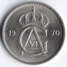 Монета 50 эре. 1970(U) год, Швеция.