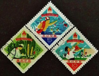 Набор почтовых марок (3 шт.). "15-летие Детского союза". 1961 год, КНДР.