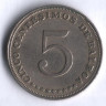 Монета 5 сентесимо. 1966 год, Панама.