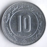 Монета 10 сантимов. 1989 год, Алжир.
