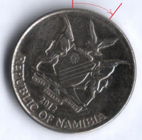 Монета 10 центов. 2012 год, Намибия. Брак. Поворот на 40⁰.