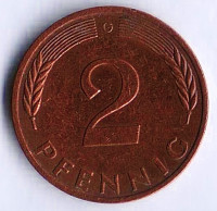 Монета 2 пфеннига. 1979(G) год, ФРГ.