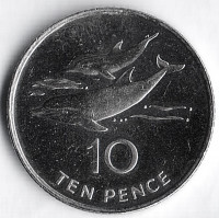 Монета 10 пенсов. 2006 год, Остров Святой Елены.