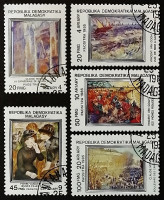 Набор почтовых марок (5 шт.). "Картины импрессионистов". 1985 год, Мадагаскар.