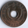 Монета 5 центов. 1957(KN) год, Британская Восточная Африка.