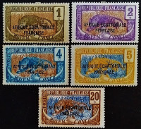 Набор марок (5 шт.). "Леопард «AFRIQUE EQUATORIALE FRANCAISE»". 1924 год, Среднее Конго.
