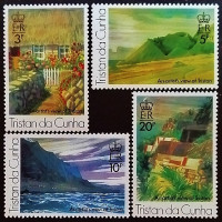 Набор марок  (4 шт.). "Взгляд художника на Тристан (Ролан Свенссон) (I)". 1976 год, Тристан-да-Кунья.