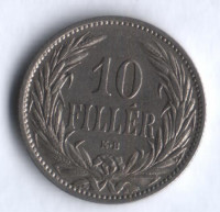 Монета 10 филлеров. 1895 год, Венгрия.