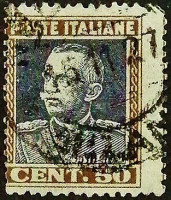 Почтовая марка (50 c.). "Витторио Эммануил III". 1927 год, Италия.
