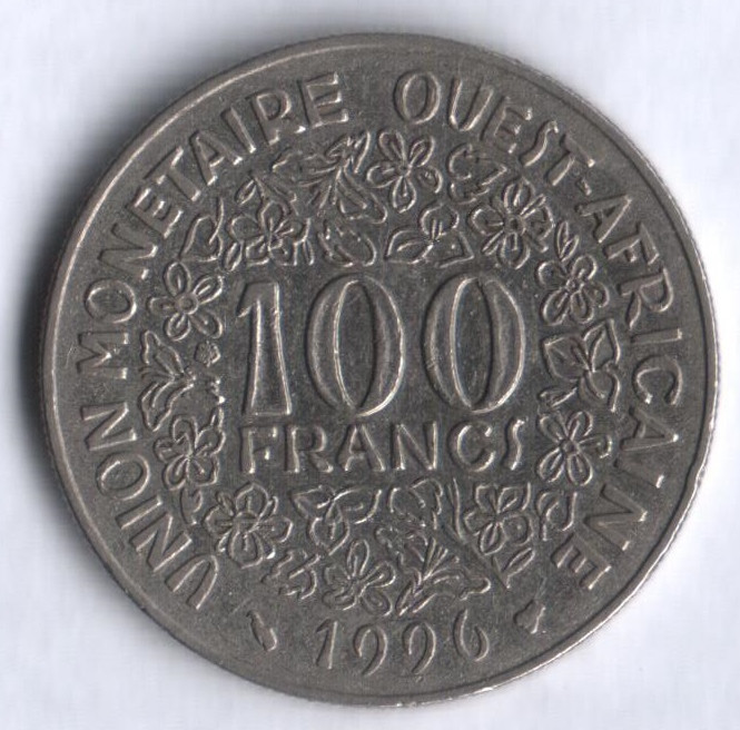 Монета 100 франков. 1996 год, Западно-Африканские Штаты.