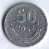 Монета 50 грошей. 1965 год, Польша.