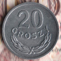 Монета 20 грошей. 1975 год, Польша.
