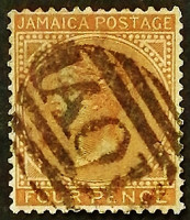 Почтовая марка. "Королева Виктория". 1883 год, Ямайка.