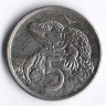 Монета 5 центов. 1995 год, Новая Зеландия.