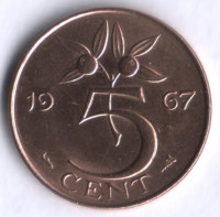 Монета 5 центов. 1967 год, Нидерланды.