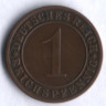 Монета 1 рейхспфенниг. 1930 год (G), Веймарская республика.