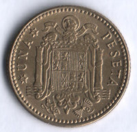 Монета 1 песета. 1966(67) год, Испания.