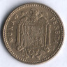 Монета 1 песета. 1966(67) год, Испания.