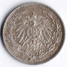 Монета 1/2 марки. 1915 год (E), Германская империя.