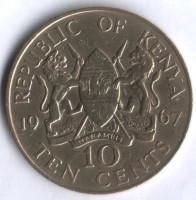 Монета 10 центов. 1967 год, Кения.