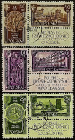 Набор почтовых марок в сцепке (6 шт.). "Восстановленные территории". 1961 год, Польша.