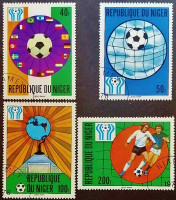 Набор почтовых марок (4 шт.). "Чемпионат мира по футболу, Аргентина`1978 (I)". 1978 год, Нигер.