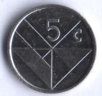 Монета 5 центов. 1991 год, Аруба.