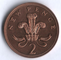Монета 2 новых пенса. 1980 год, Великобритания.