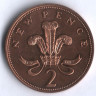 Монета 2 новых пенса. 1980 год, Великобритания.