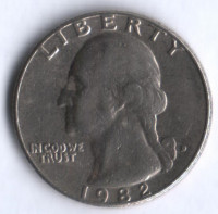 25 центов. 1982(D) год, США.