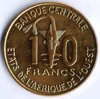 Монета 10 франков. 2022 год, Западно-Африканские Штаты.