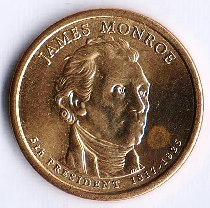 1 доллар. 2008(D) год, США. 5-й президент США - Джеймс Монро.