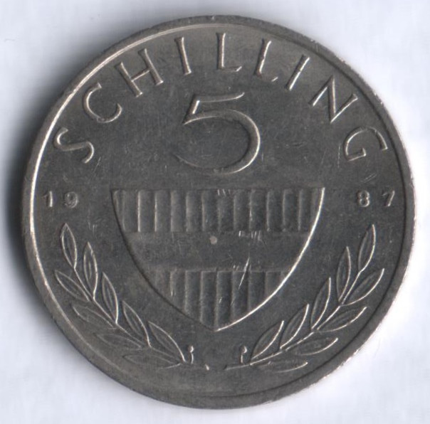 Монета 5 шиллингов. 1987 год, Австрия.