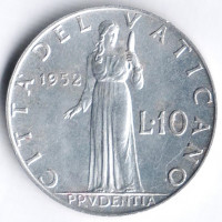 Монета 10 лир. 1952 год, Ватикан.
