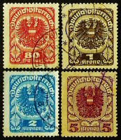 Набор марок (4 шт.). "Герб 1920/21". 1920 год, Австрия.