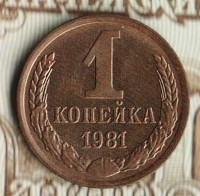 Монета 1 копейка. 1981 год, СССР. Шт. 2.