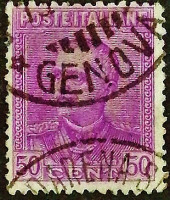 Почтовая марка (50 c.). "Витторио Эммануил III". 1928 год, Италия.