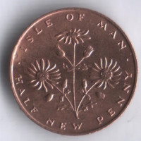 Монета 1/2 нового пенни. 1971 год, Остров Мэн.