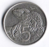 Монета 5 центов. 1997 год, Новая Зеландия.