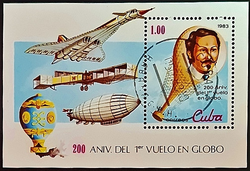 Мини-блок. "200-летие авиации". 1983 год, Куба.