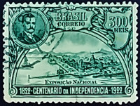 Почтовая марка (300 r.). "Независимость Бразилии". 1922 год, Бразилия.